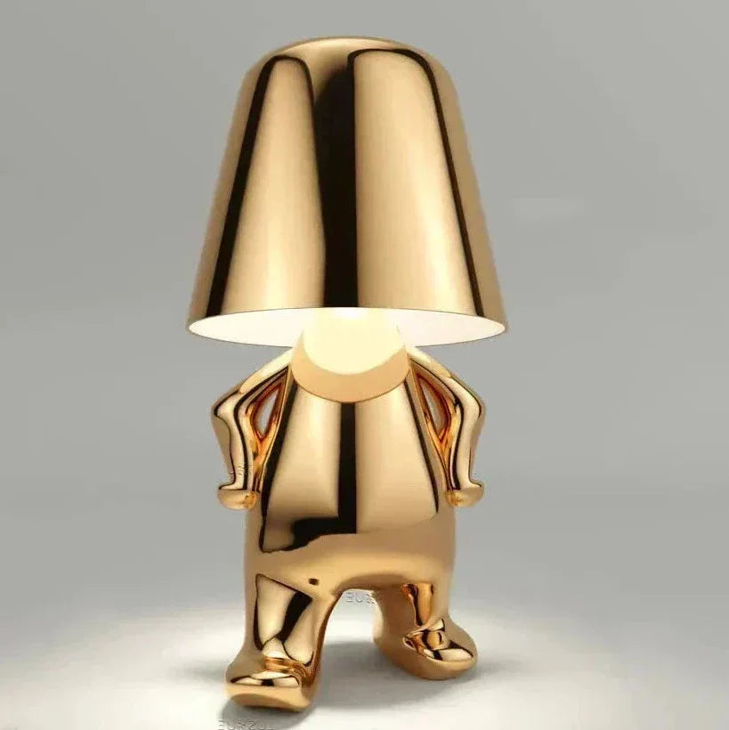 Golden Man LED Tänkande Bordslampa – Lekfull Nattduksbordslampa för Sovrum &amp; Dekor