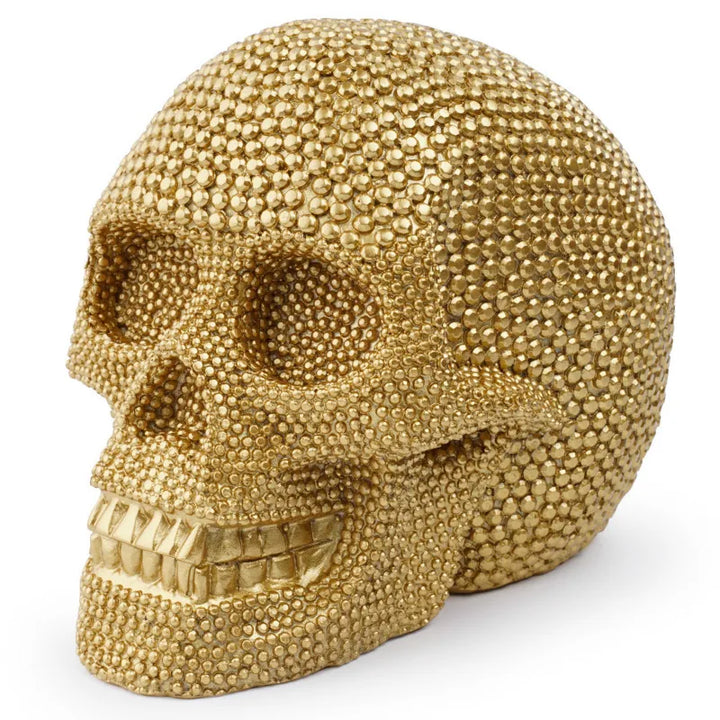 BUF Stor Silver/Guld Skalle Staty Resin Hantverk Dekorativa Ornament Halloween Dekoration Skulptur Hem Dekor Figurer