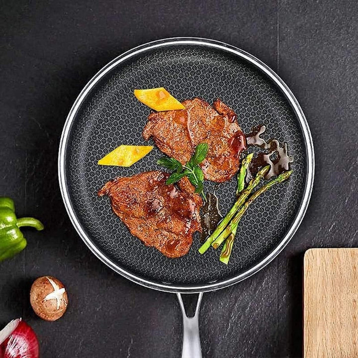 Premium rostfri stekpanna med non-stick pixelteknologi – Perfekt för hälsosam stekning