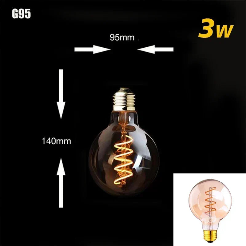 Dimbar Vintage LED-lampa (3W, E27-fäste) - Guldspiraltråd för Kandelabrar &amp; Dekorativ Belysning