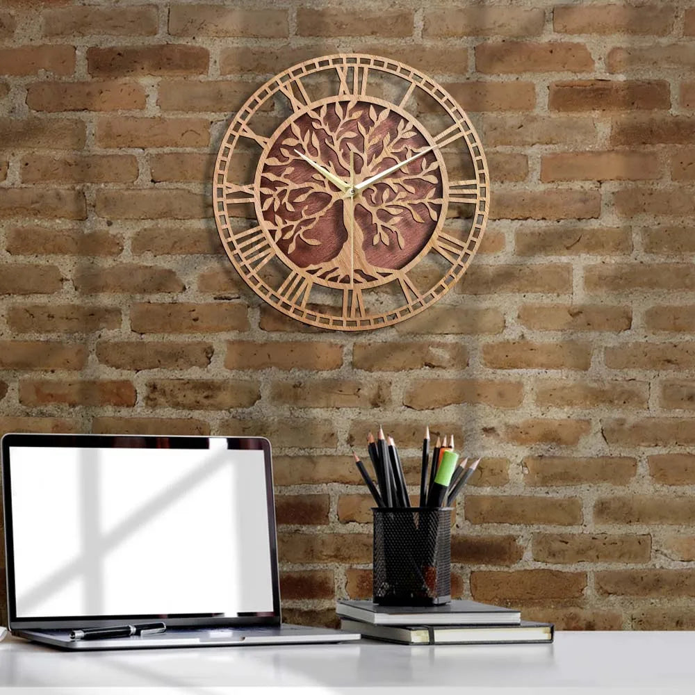 WoodArt | Rustik väggklocka i trä i vintage stil