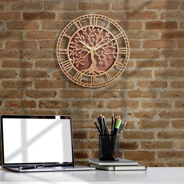 WoodArt | Rustik väggklocka i trä i vintage stil