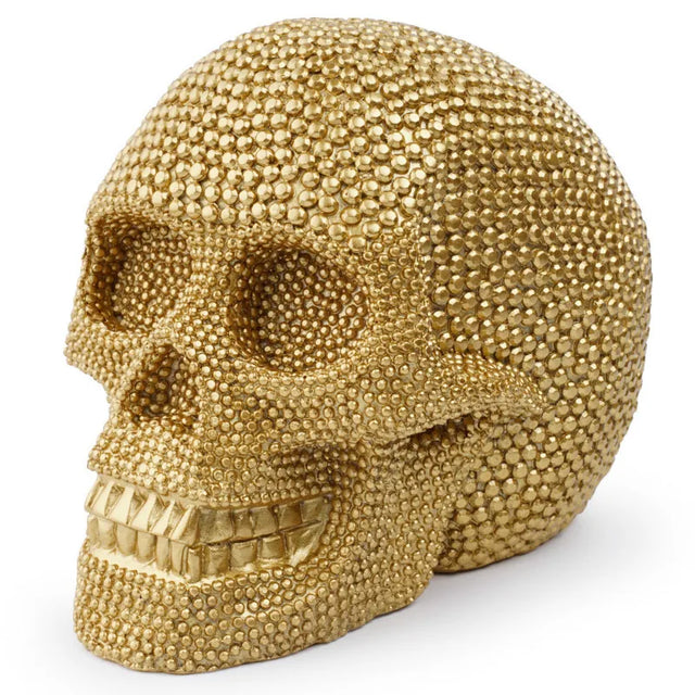 BUF Stor Silver/Guld Skalle Staty Resin Hantverk Dekorativa Ornament Halloween Dekoration Skulptur Hem Dekor Figurer