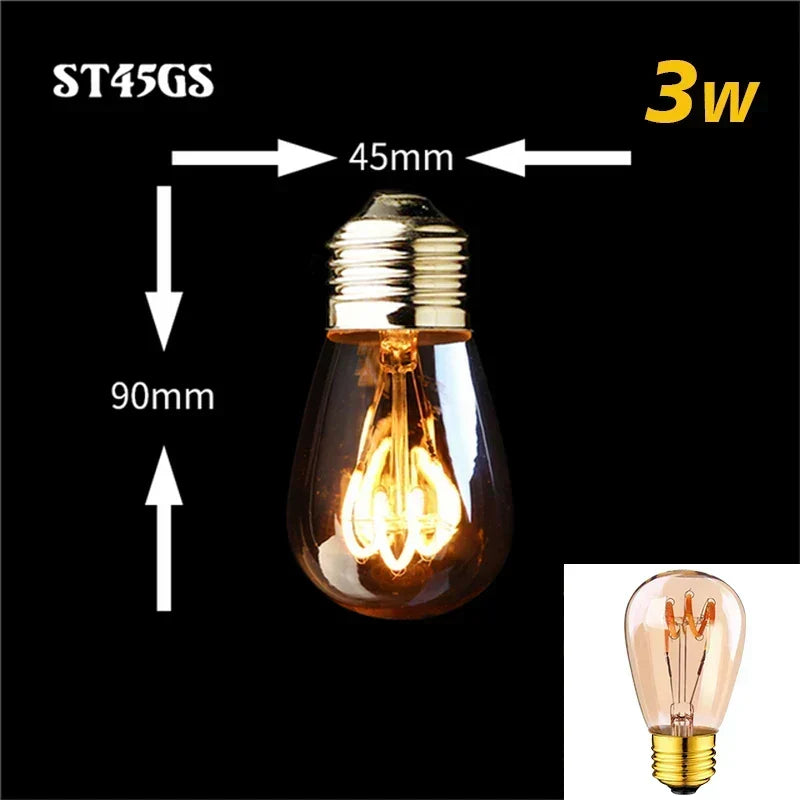 Dimbar Vintage LED-lampa (3W, E27-fäste) - Guldspiraltråd för Kandelabrar &amp; Dekorativ Belysning
