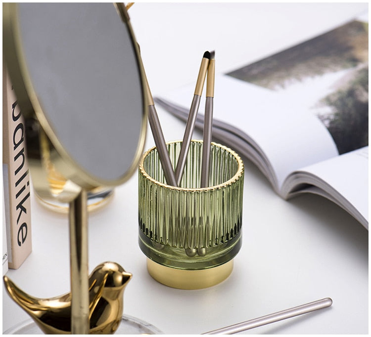 Elise Guldfolie Glas Makeup Halter &amp; Organiser