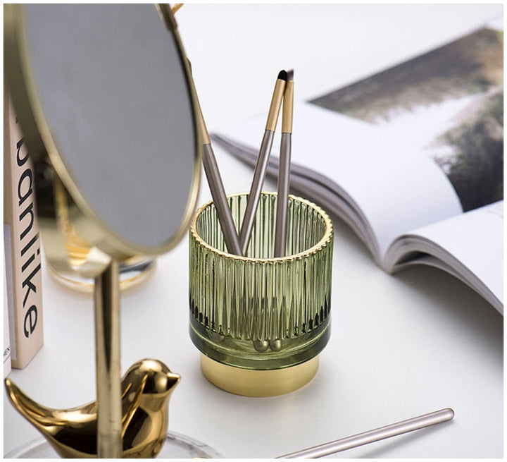Elise Guldfolie Glas Makeup Halter &amp; Organiser