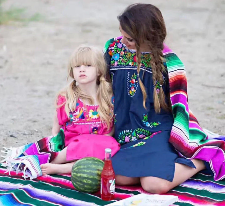 Boho Vibrant Mexikansk Serape Filt