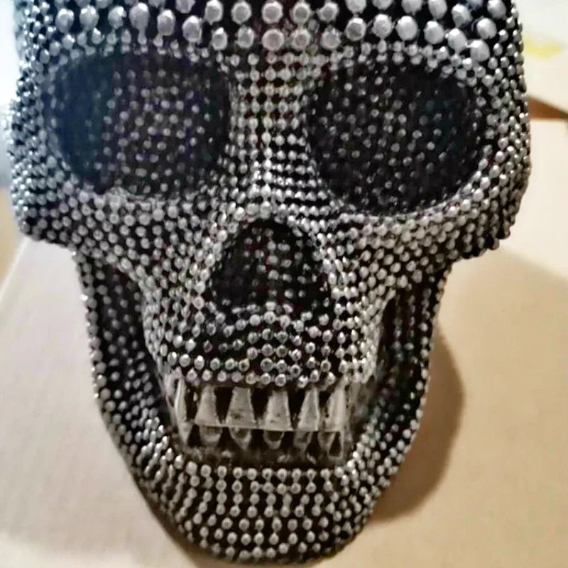 BUF Stor Silver/Guld Skalle Staty Resin Hantverk Dekorativa Ornament Halloween Dekoration Skulptur Hem Dekor Figurer