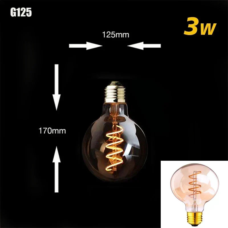 Dimbar Vintage LED-lampa (3W, E27-fäste) - Guldspiraltråd för Kandelabrar &amp; Dekorativ Belysning