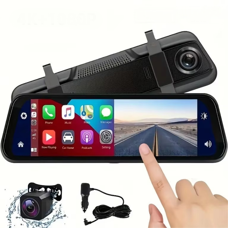 VisionMirror Pro – Ultra HD Spegel Dash Cam med Trådlös CarPlay &amp; Android Auto