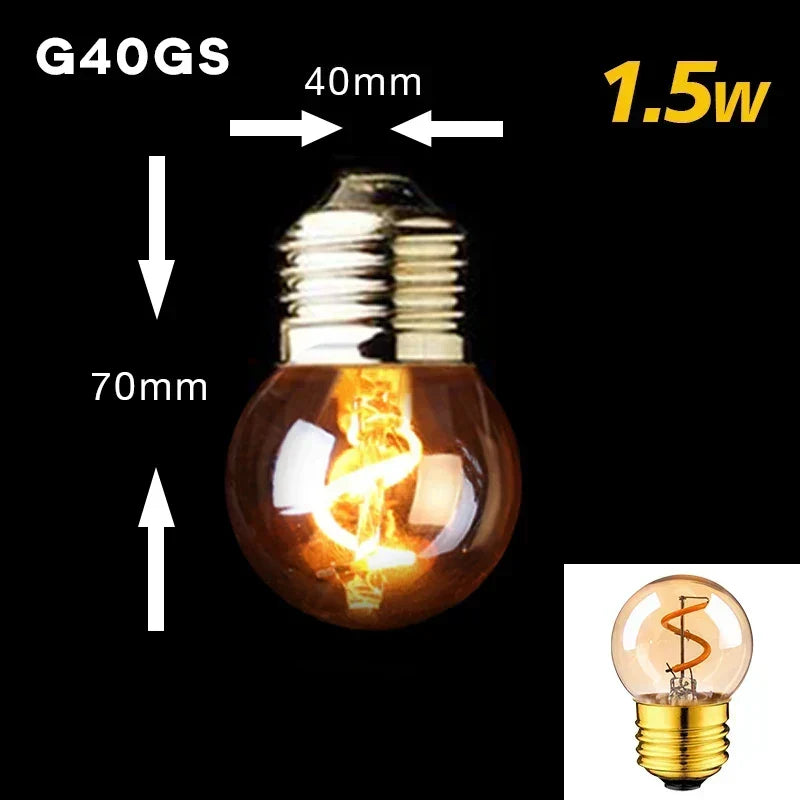 Dimbar Vintage LED-lampa (3W, E27-fäste) - Guldspiraltråd för Kandelabrar &amp; Dekorativ Belysning