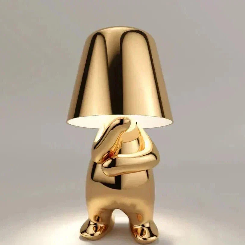 Golden Man LED Tänkande Bordslampa – Lekfull Nattduksbordslampa för Sovrum &amp; Dekor