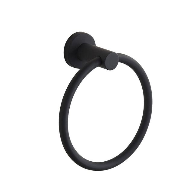 Handduksring i 304 rostfritt stål i krom, Rund enkel design, Svart, Europeiska badrumsaccessoarer, Rostfri