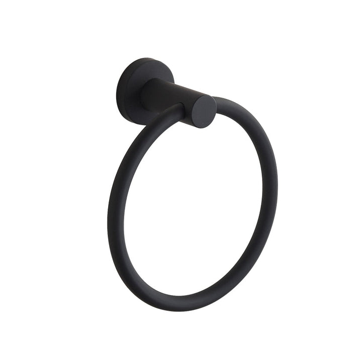 Handduksring i 304 rostfritt stål i krom, Rund enkel design, Svart, Europeiska badrumsaccessoarer, Rostfri