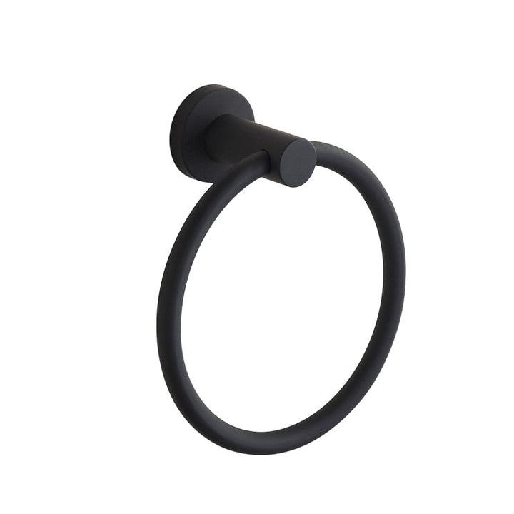 Handduksring i 304 rostfritt stål i krom, Rund enkel design, Svart, Europeiska badrumsaccessoarer, Rostfri