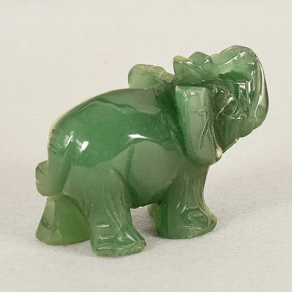 Grön Aventurin Jade Sten Elefant Staty
