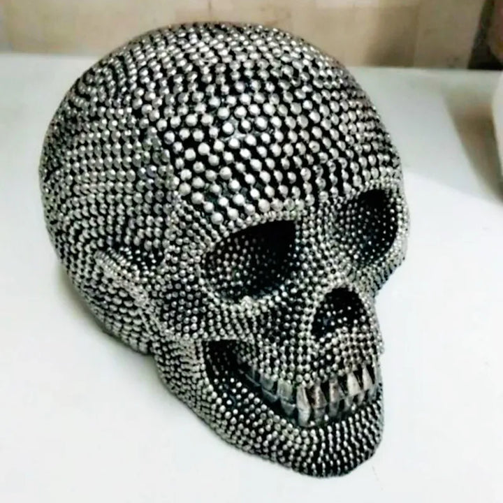 BUF Stor Silver/Guld Skalle Staty Resin Hantverk Dekorativa Ornament Halloween Dekoration Skulptur Hem Dekor Figurer