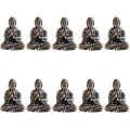 10 stycken mini mässings sittande Buddha-statyn figur för resande buddhism tillbedjan hem kontor skrivbord dekoration