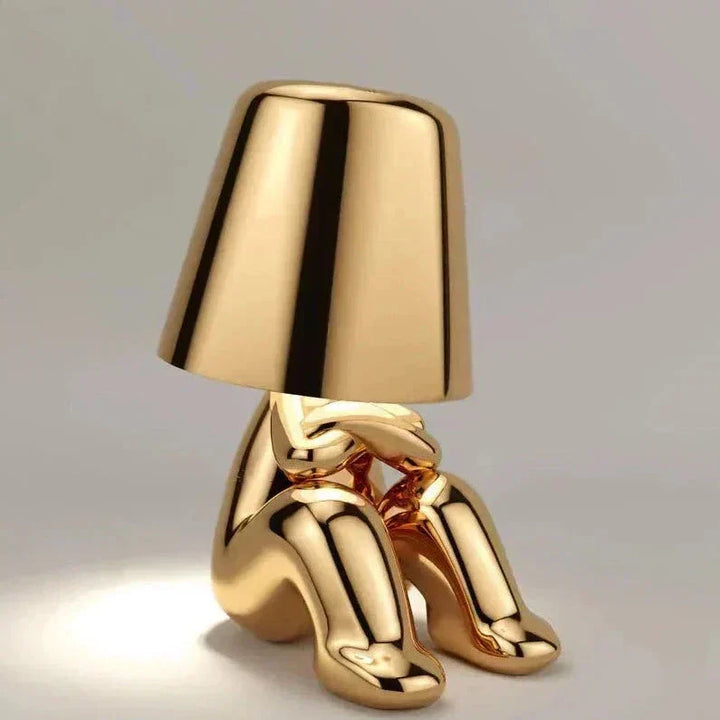 Golden Man LED Tänkande Bordslampa – Lekfull Nattduksbordslampa för Sovrum &amp; Dekor
