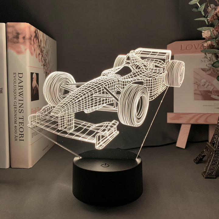 Formel-1-3D-Illusionslampa med färgläge