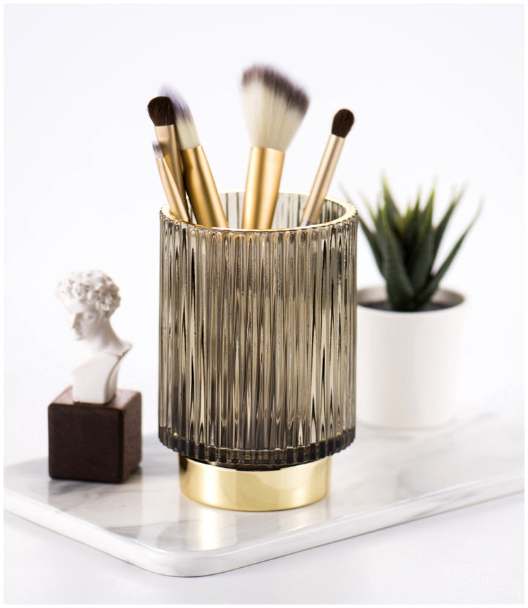 Elise Guldfolie Glas Makeup Halter &amp; Organiser