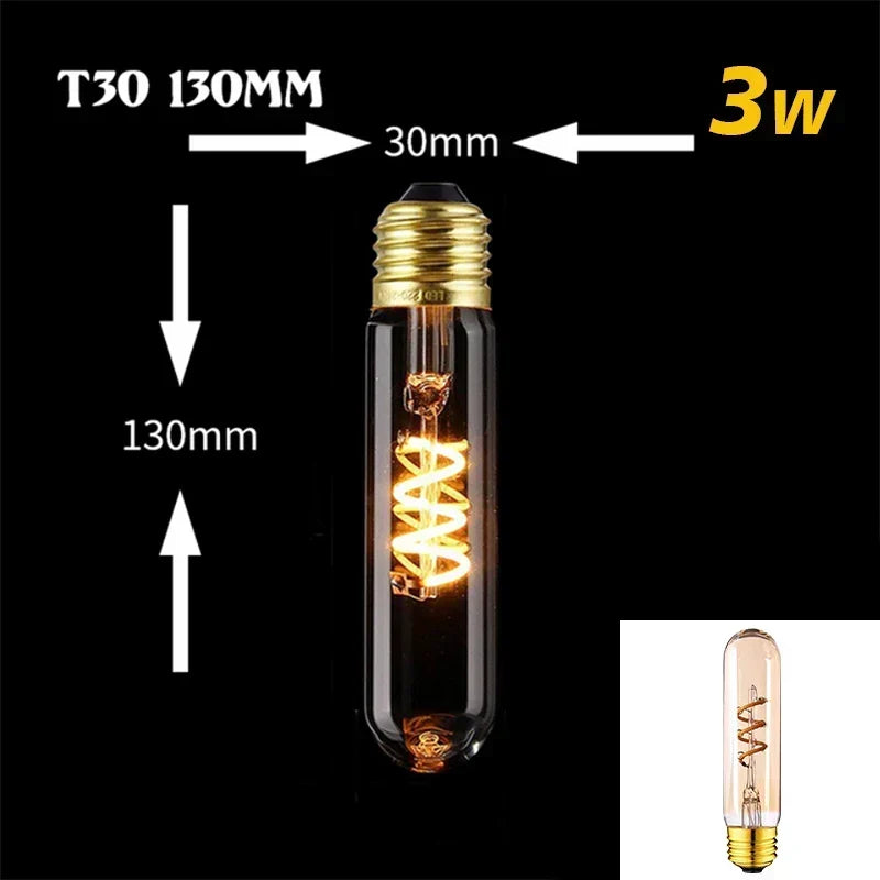 Dimbar Vintage LED-lampa (3W, E27-fäste) - Guldspiraltråd för Kandelabrar &amp; Dekorativ Belysning