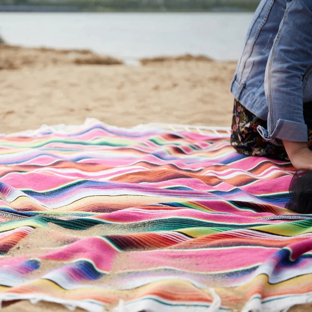 Boho Vibrant Mexikansk Serape Filt