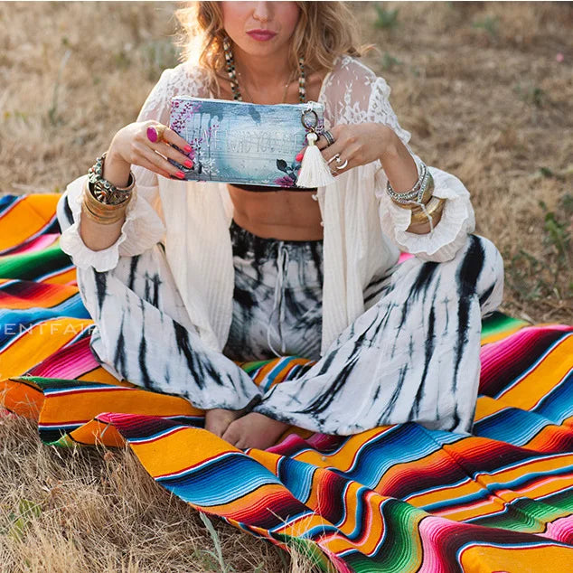 Boho Vibrant Mexikansk Serape Filt