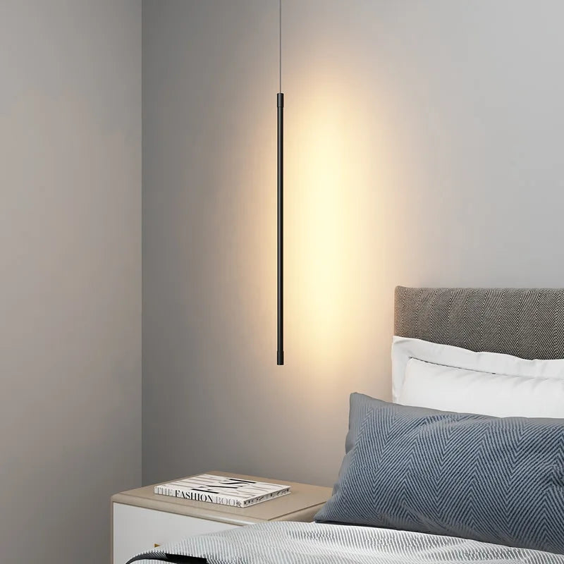 Nordisk LED Pendellampa: Minimalistisk design med kreativa linjer, perfekt för sovrummet, matplatsen