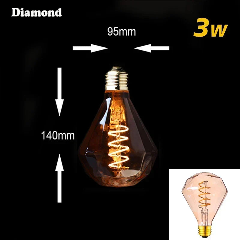 Dimbar Vintage LED-lampa (3W, E27-fäste) - Guldspiraltråd för Kandelabrar &amp; Dekorativ Belysning