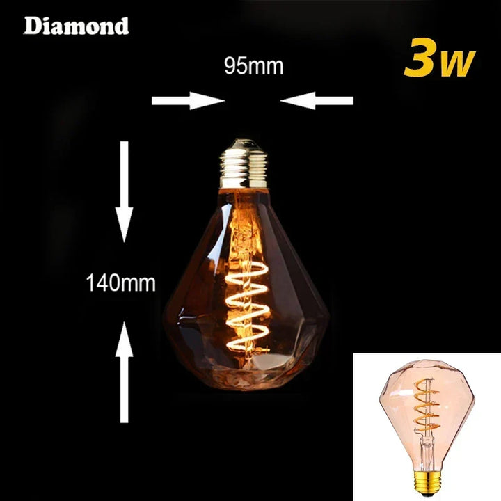 Dimbar Vintage LED-lampa (3W, E27-fäste) - Guldspiraltråd för Kandelabrar &amp; Dekorativ Belysning