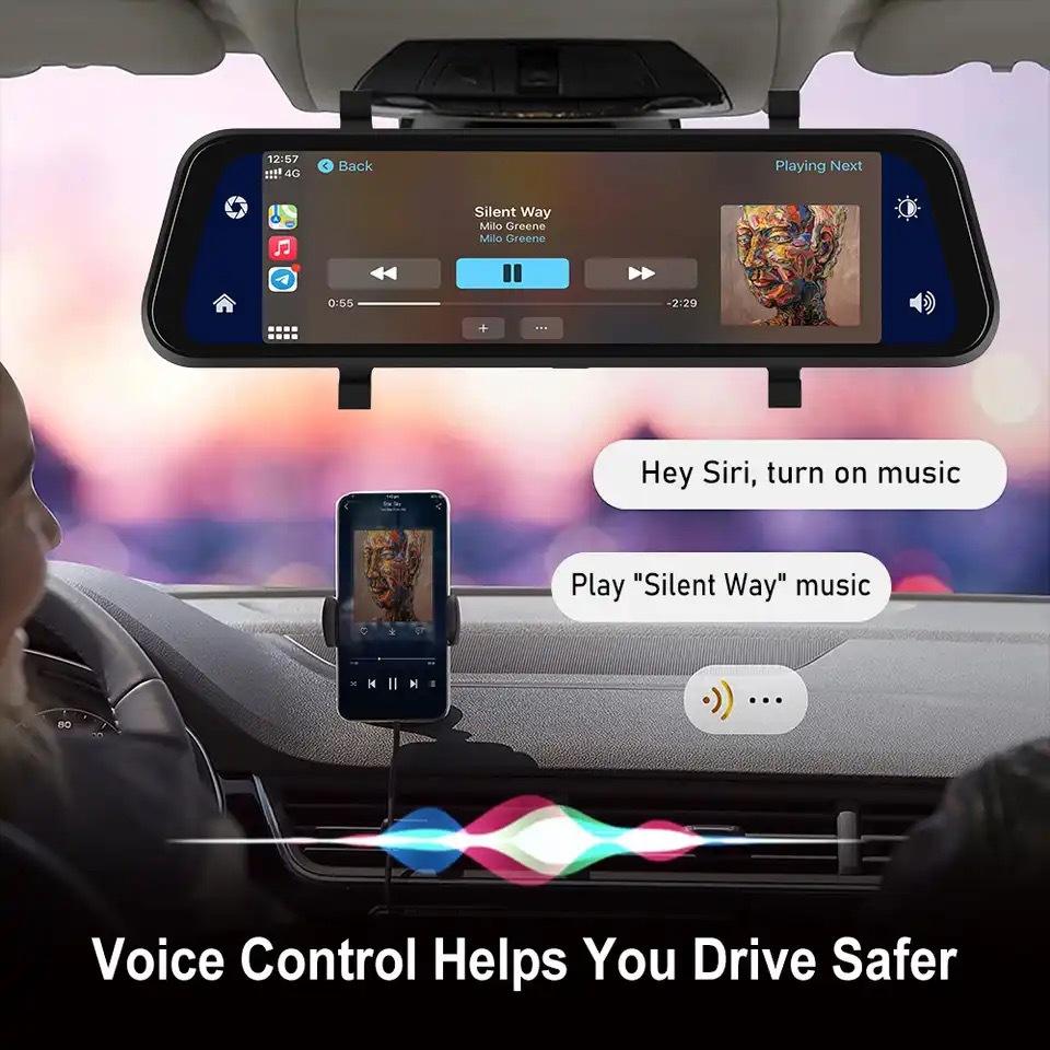 VisionMirror Pro – Ultra HD Spegel Dash Cam med Trådlös CarPlay &amp; Android Auto