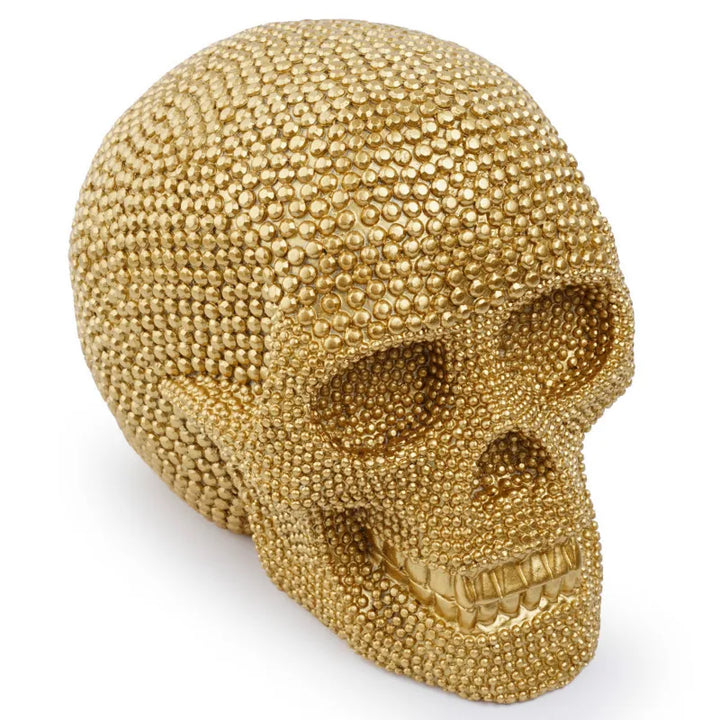 BUF Stor Silver/Guld Skalle Staty Resin Hantverk Dekorativa Ornament Halloween Dekoration Skulptur Hem Dekor Figurer