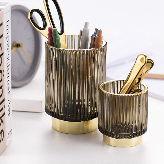 Elise Guldfolie Glas Makeup Halter &amp; Organiser