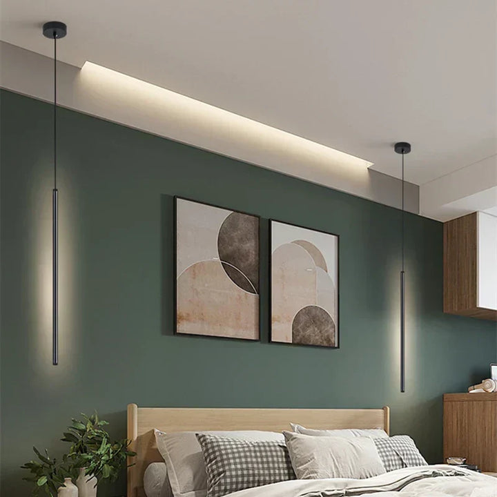 Nordisk LED Pendellampa: Minimalistisk design med kreativa linjer, perfekt för sovrummet, matplatsen