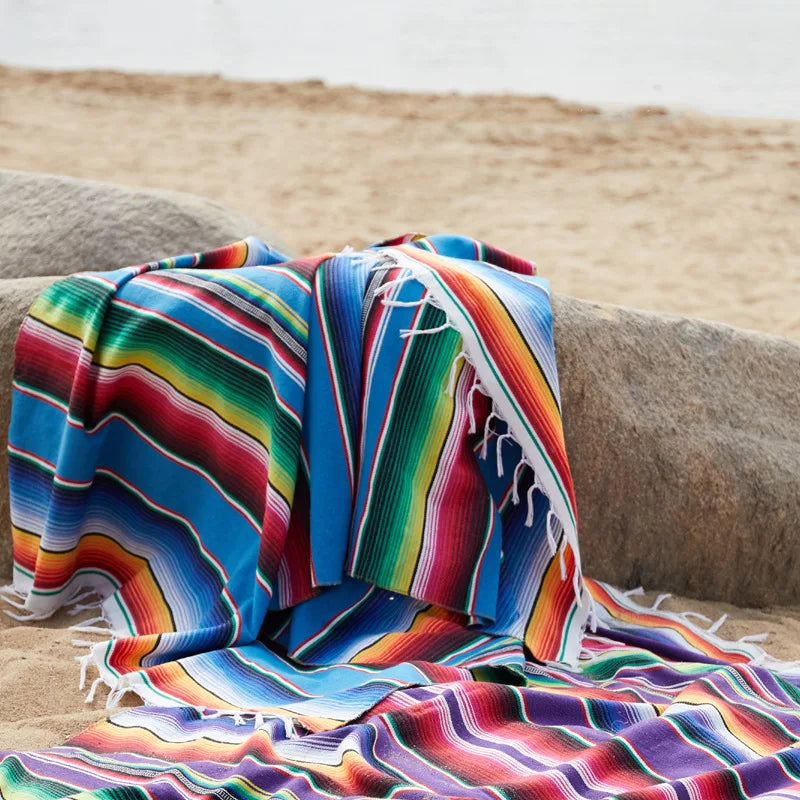 Boho Vibrant Mexikansk Serape Filt