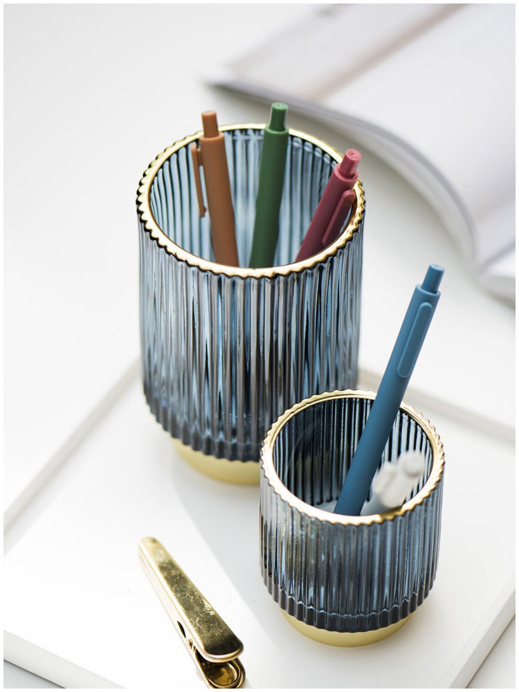 Elise Guldfolie Glas Makeup Halter &amp; Organiser