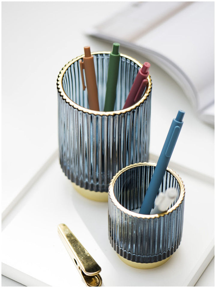 Elise Guldfolie Glas Makeup Halter &amp; Organiser