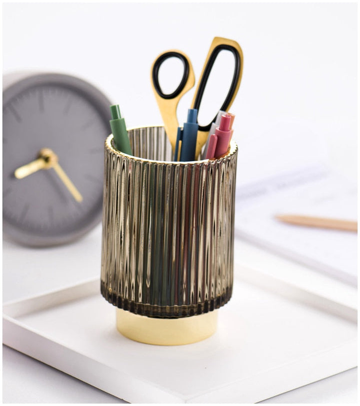 Elise Guldfolie Glas Makeup Halter &amp; Organiser