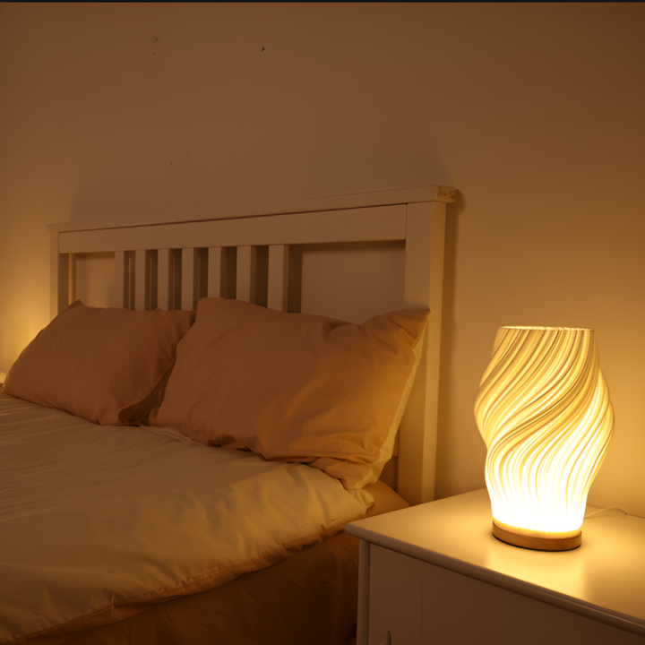 DreamWave - Modern krämfärgad 3D-våglampa med elegant metallbas