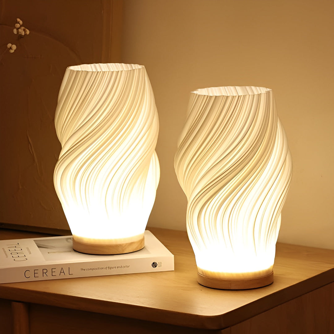 DreamWave - Modern krämfärgad 3D-våglampa med elegant metallbas