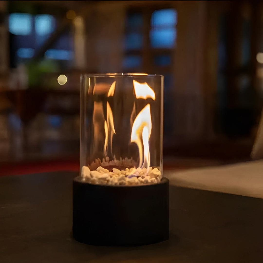 SleekFlame - Stilig svart metallbas bord eldstad