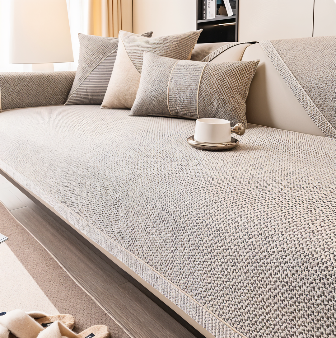 Solid Satin Sofföverdrag – Halkfritt Skydd i Bomull &amp; Polyester