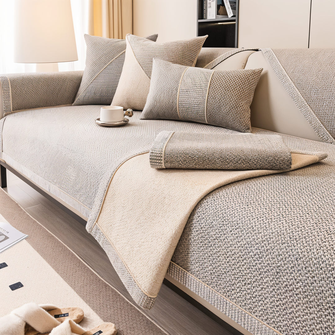 Solid Satin Sofföverdrag – Halkfritt Skydd i Bomull &amp; Polyester