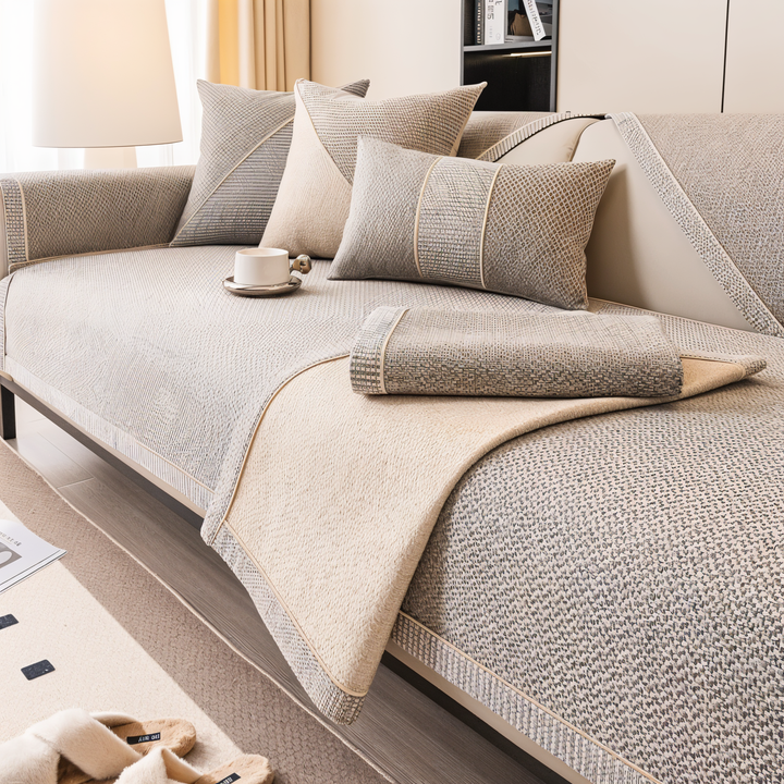 Solid Satin Sofföverdrag – Halkfritt Skydd i Bomull &amp; Polyester