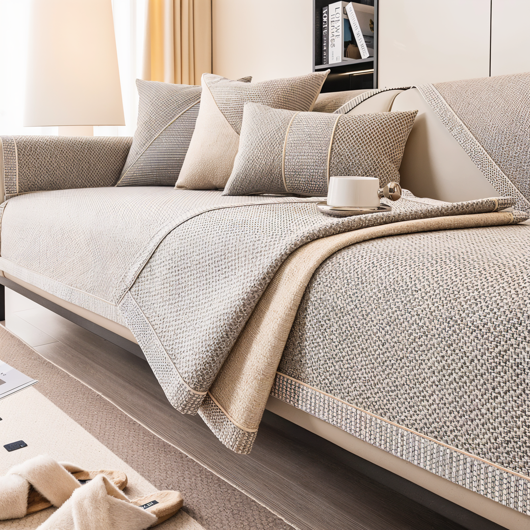 Solid Satin Sofföverdrag – Halkfritt Skydd i Bomull &amp; Polyester