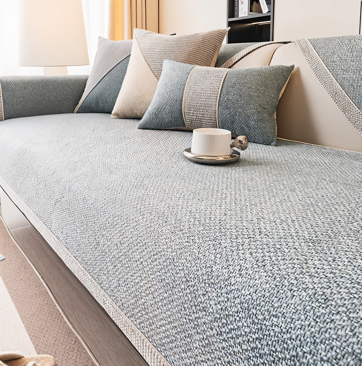 Solid Satin Sofföverdrag – Halkfritt Skydd i Bomull &amp; Polyester