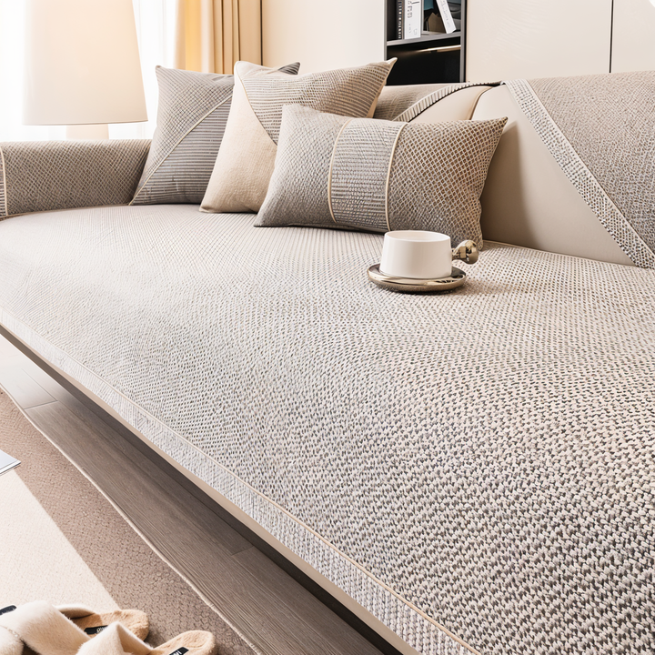Solid Satin Sofföverdrag – Halkfritt Skydd i Bomull &amp; Polyester