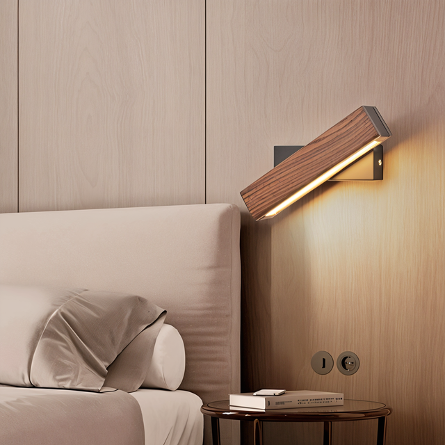 TwistLED Vägglampa - 360° roterbar rektangulär LED vägglampa i trä
