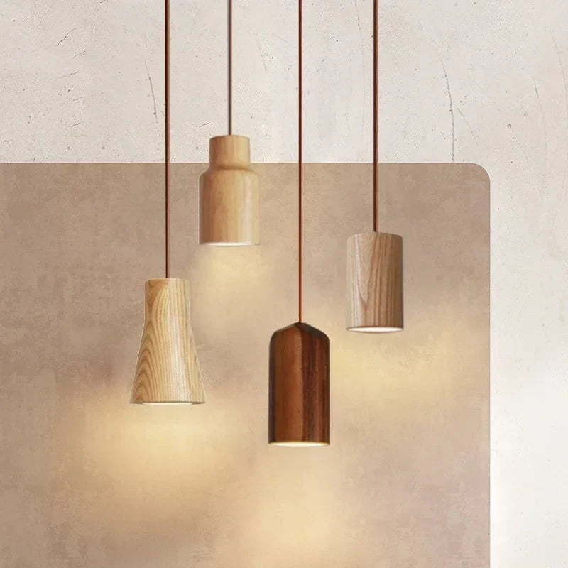 Skandinavisk Träpendellampa – Minimalistisk Design för Vardagsrum och Sovrum | Naturlig Trälook